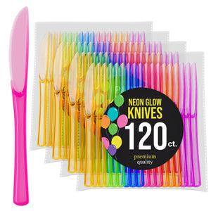Heavy Duty Neon Plastic Knives - 7.75 in. | 120 Count