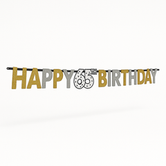 Prismatic 65th Birthday Banner - Gold, Silver & Black