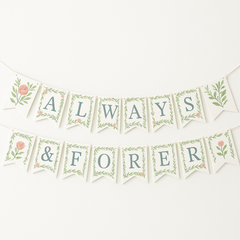 "Always & Forever" Floral Pennant Banner for Weddings