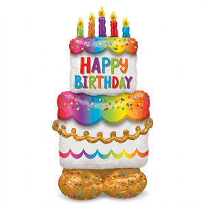 Happy Birthday Cake AirLoonz Balloon - 53" x 27"