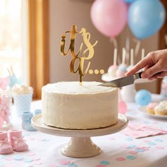 Gold "It's a..." Cake Topper for Gender Reveal/Baby Shower