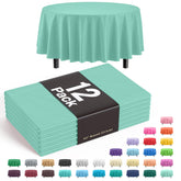 Premium Round Mint Plastic Table Covers | 12 Pack