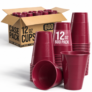 12 Oz. Burgundy Plastic Cups | Case of 600