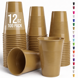12 Oz. Gold Plastic Cups | 100 Count