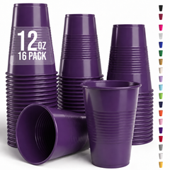 12 Oz. Purple Plastic Cups | 16 Count