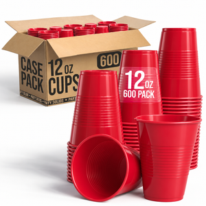 12 Oz. Red Plastic Cups | Case of 600
