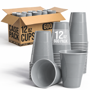 12 Oz. Silver Plastic Cups | Case of 600