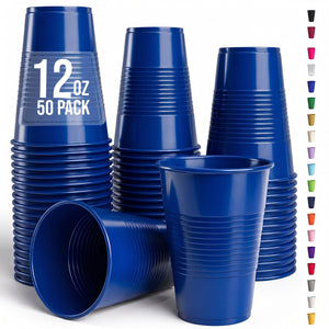 12 Oz. Dark Blue Plastic Cups | 50 Count