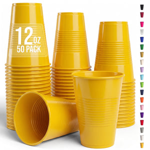 12 Oz. Yellow Plastic Cups | 50 Count