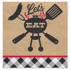 Summer BBQ Black Gingham Lunch Napkins - 6.5 In. x 6.5 In. - 40 Pack