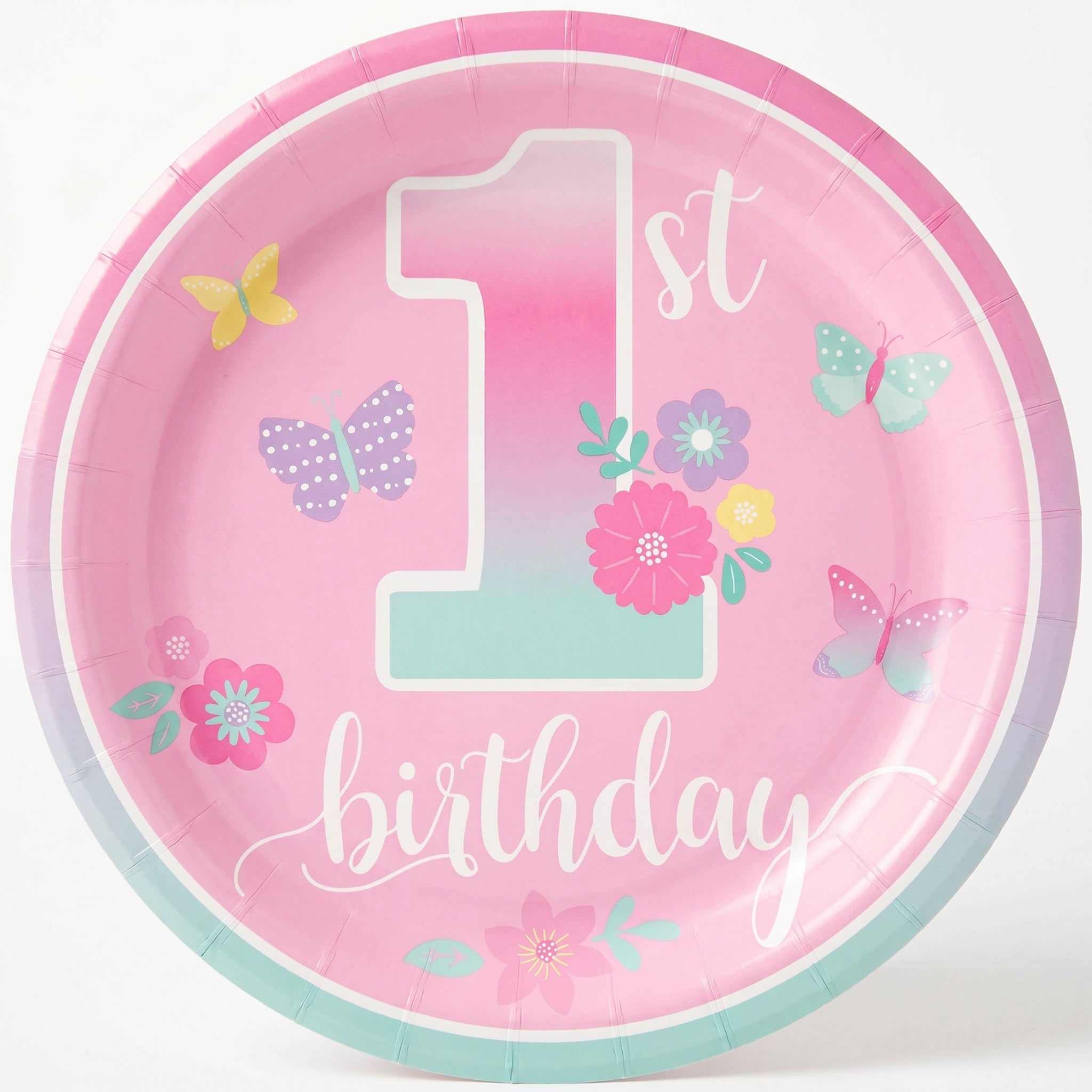 Butterfly Garden 1st Birthday Paper Plates - 8.5"