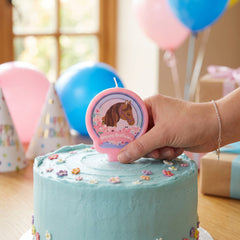 Saddle Up Horse Birthday Candle, Pink/Blue, 1.25-in