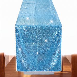 Blue Sequin Table Runner for Baby Showers