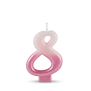 Bright Pink Number 8 Metallic Dipped Birthday Candle, 3.2-Inch