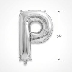 Silver Foil Letter "P" Balloon - Metallic Party Decor