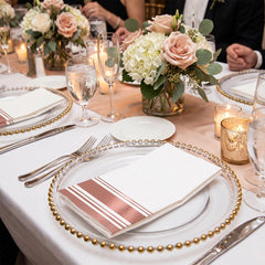 Elegant Rose Gold Airlaid Dinner Napkins - 8 In. x 8 In. - 40 Pack