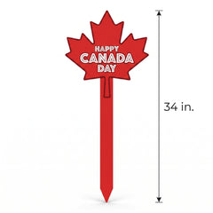 "Happy Canada Day" Yard Stake Sign, Red Maple Leaf, 34-Inch