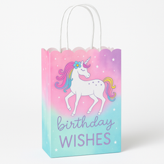 Enchanted Unicorn Glitter Kraft Gift Bags, 8-Pack