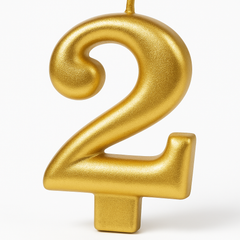 Metallic Gold Number 2 Candle