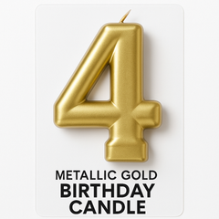 Metallic Gold Number 4 Birthday Candle