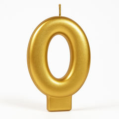 Metallic Gold Number 0 Birthday Candle