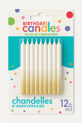 Gold Glitter Dip Birthday Candles, 3.25-Inch, 12-Pack