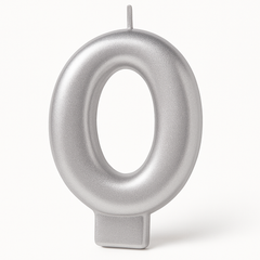 Silver Metallic Number 3 Molded Candle