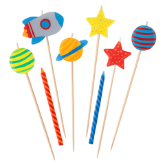 Blast Off Birthday Candle Set - Outer Space Theme, Pack of 8