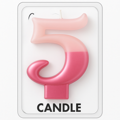 Bright Pink Metallic Dipped Number 5 Birthday Candle