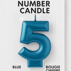 Metallic Blue Number 5 Birthday Candle