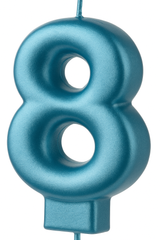 Royal Blue Metallic Number 8 Birthday Candle, 3.26-Inch