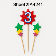 Star-Shaped Number 3 Birthday Toothpick Candle Set
