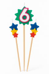 Star Birthday Toothpick Candle Set - Number 6