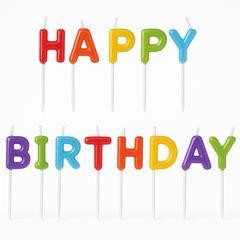 Multi-Coloured "Happy Birthday" Letter Candle Picks