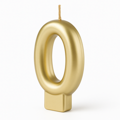 Metallic Gold Number 0 Molded Candle