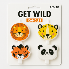 Get Wild Jungle Animal Birthday Candle Set - 4 Pack