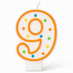 Colorful Polka Dot Number 9 Birthday Candle