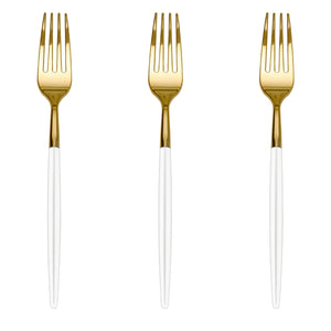 Trendables Forks Ivory/Gold | 20 Count