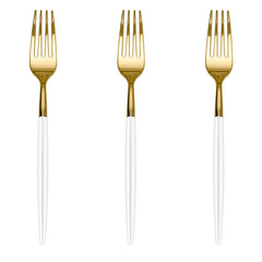 Trendables Forks Ivory/Gold | 20 Count