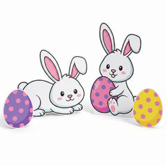 Easter Bunny and Eggs Yard Sign Decorations, 5-Piece Set