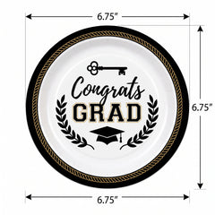 "Congrats Grad" 7-Inch Round Paper Plates - 50 Pack