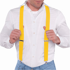 Bright Yellow Adjustable Suspenders - Classic Y-Back Style
