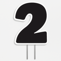 Bold Black Number 2 Yard Sign with Stakes - 24-Inch