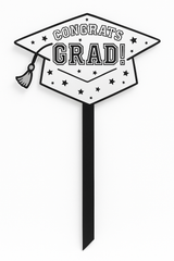 "Congrats Grad" White Lawn Sign with Stake