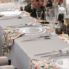 10 In. Clear/Silver Petal Plates | 20 Count