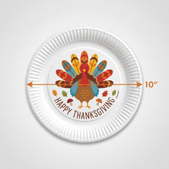 Festive Thanksgiving Turkey 10" Round Paper Plates