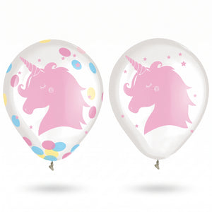 Enchanted Unicorn Confetti Latex Balloons, 12-Inch, 6-Pack