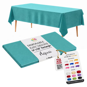 Aqua Blue Plastic Table Cover | 54 in. x 108 in.