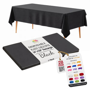 Black Plastic Table Cover | 54 in. x 108 in.