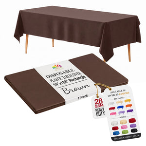 Brown Plastic Table Cover | 54 in. x 108 in.